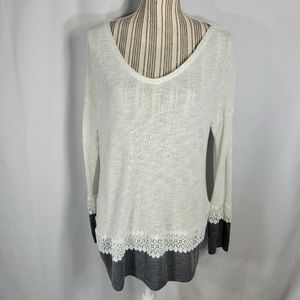 Joe Boxer White & Grey Long Sleeve Layered Look Tunic Top Size Medium